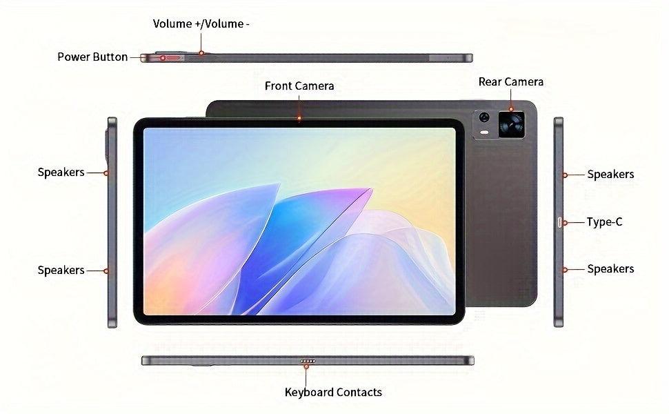 VASOUN 30.48cm for Android 13 Tablet with Case - SIM & SD Card Slot, 1TB Expansion, 256GB Storage, Dual Cameras, Octa-Core T616 Processor, 8000mAh Battery, 2K FHD Display, WiFi 6, 18W Fast Charging - Includes Gift Box - al-zeb-store