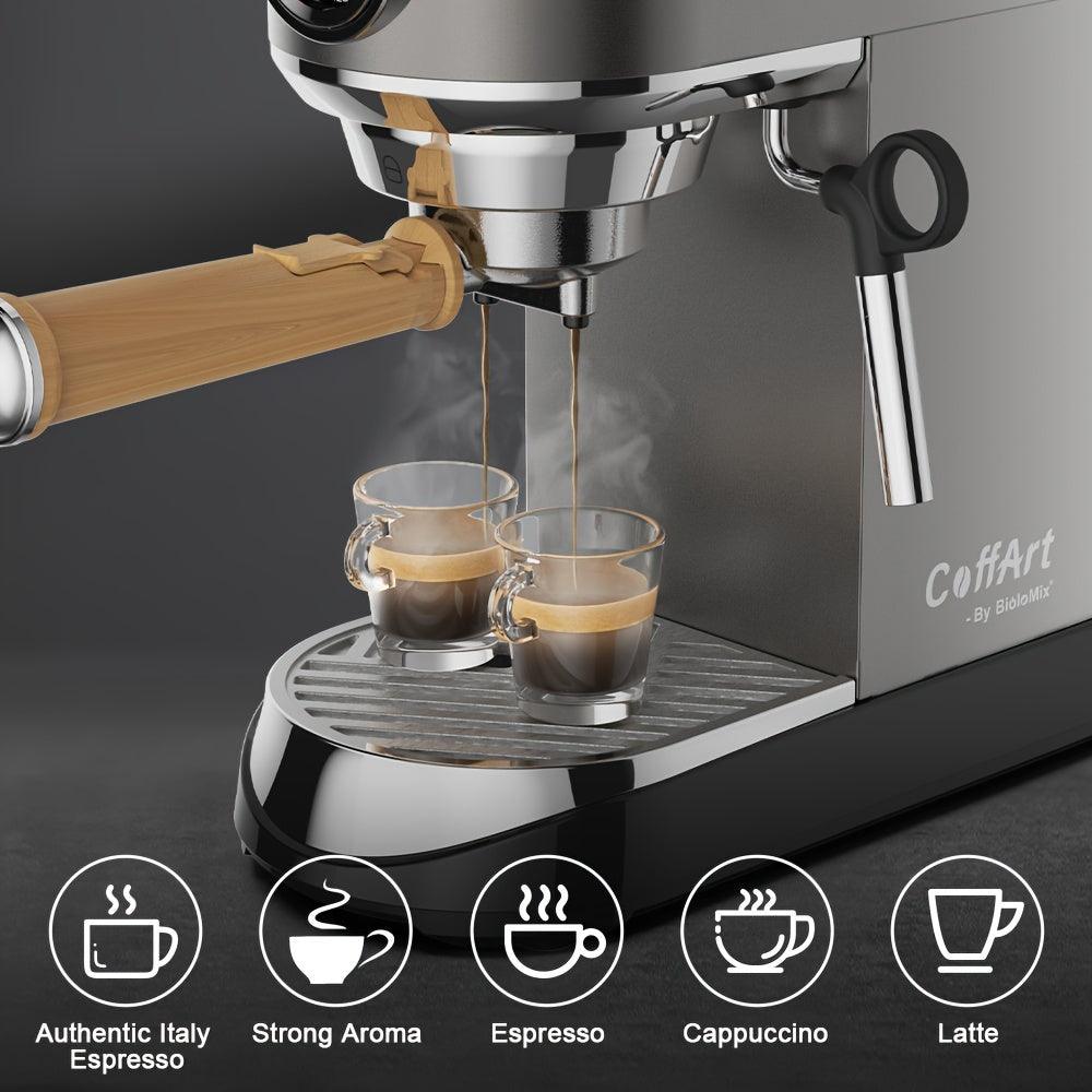 BioloMix 20 Bar Semi Automatic Powder Coffee Machine, with Milk Steam Frother Wand, for Espresso, Cappuccino, Latte and Mocha - al-zeb-store