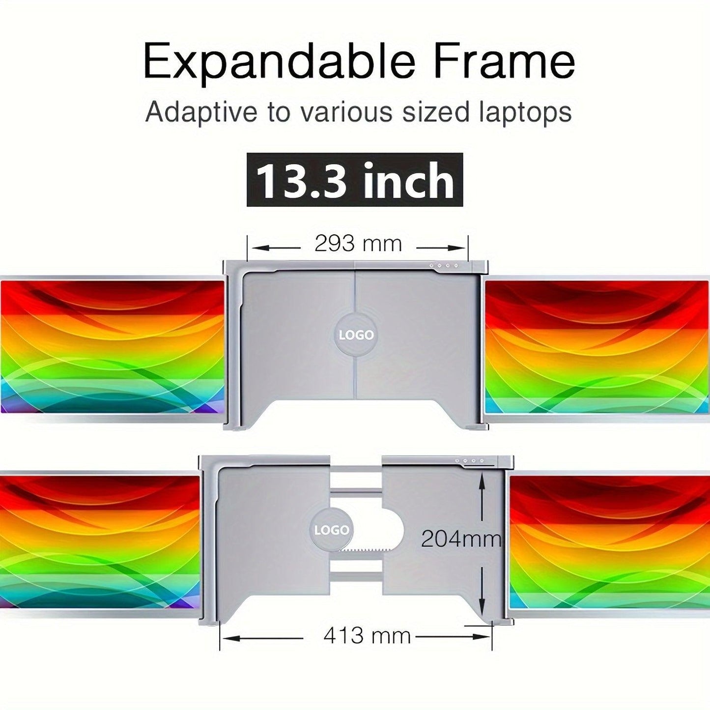 33.78cm Triple Monitor for Laptops - USB-C/USB-A Connector, 1080P FHD IPS Display, Freesync Premium, Matte Finish, Portable Screen Extender for Windows & MacOS, Compatible with 33.78-43.94cm Laptops - al-zeb-store