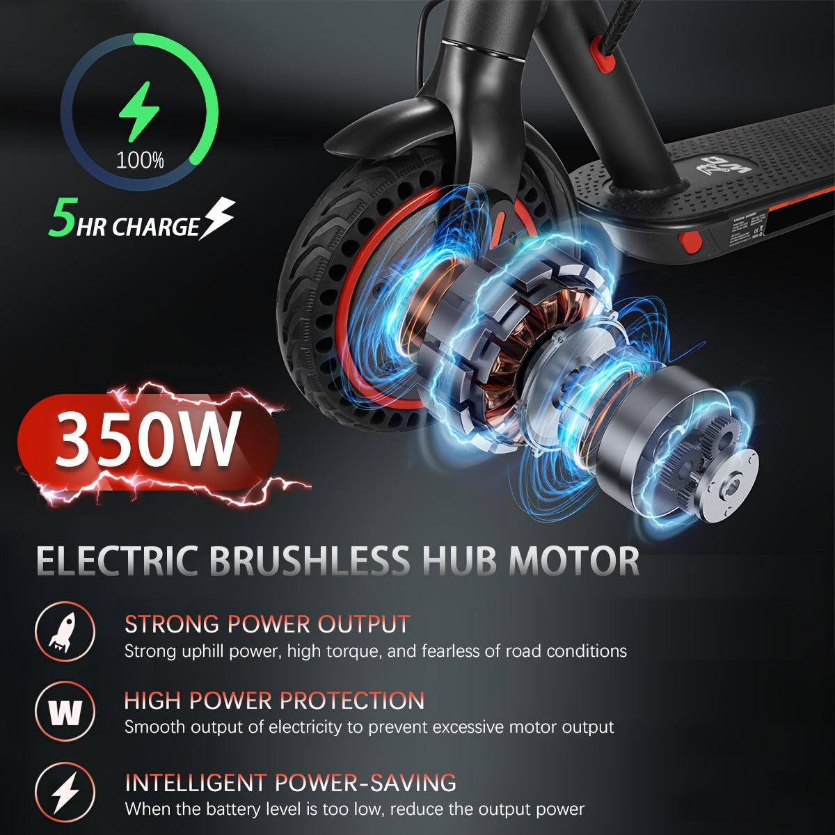 8.5-inch Adult Folding Electric Scooter With LED Display Screen, Motor Power Range Of 350W, A-grade 10.4Ah Lithium Battery, 3 Speed Modes, 15-30 Mile Range And 120kg Load, With Car Lock - al-zeb-store