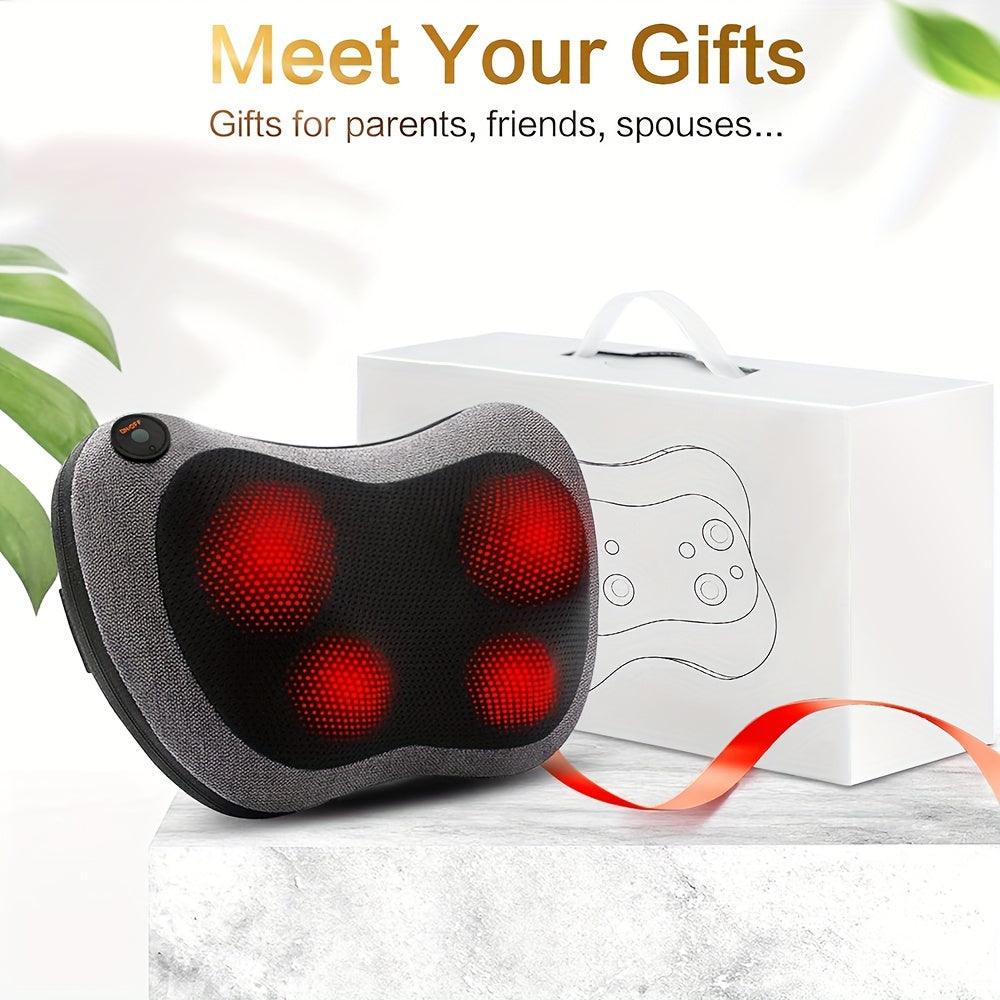 Electric Shiatsu Massage Pillow With Heat -Kneading For Back, Neck, Shoulders, Legs, And Foot - Relax For Home, Car, Office Use - Breathable And Comfortable Fabric Design - al-zeb-store