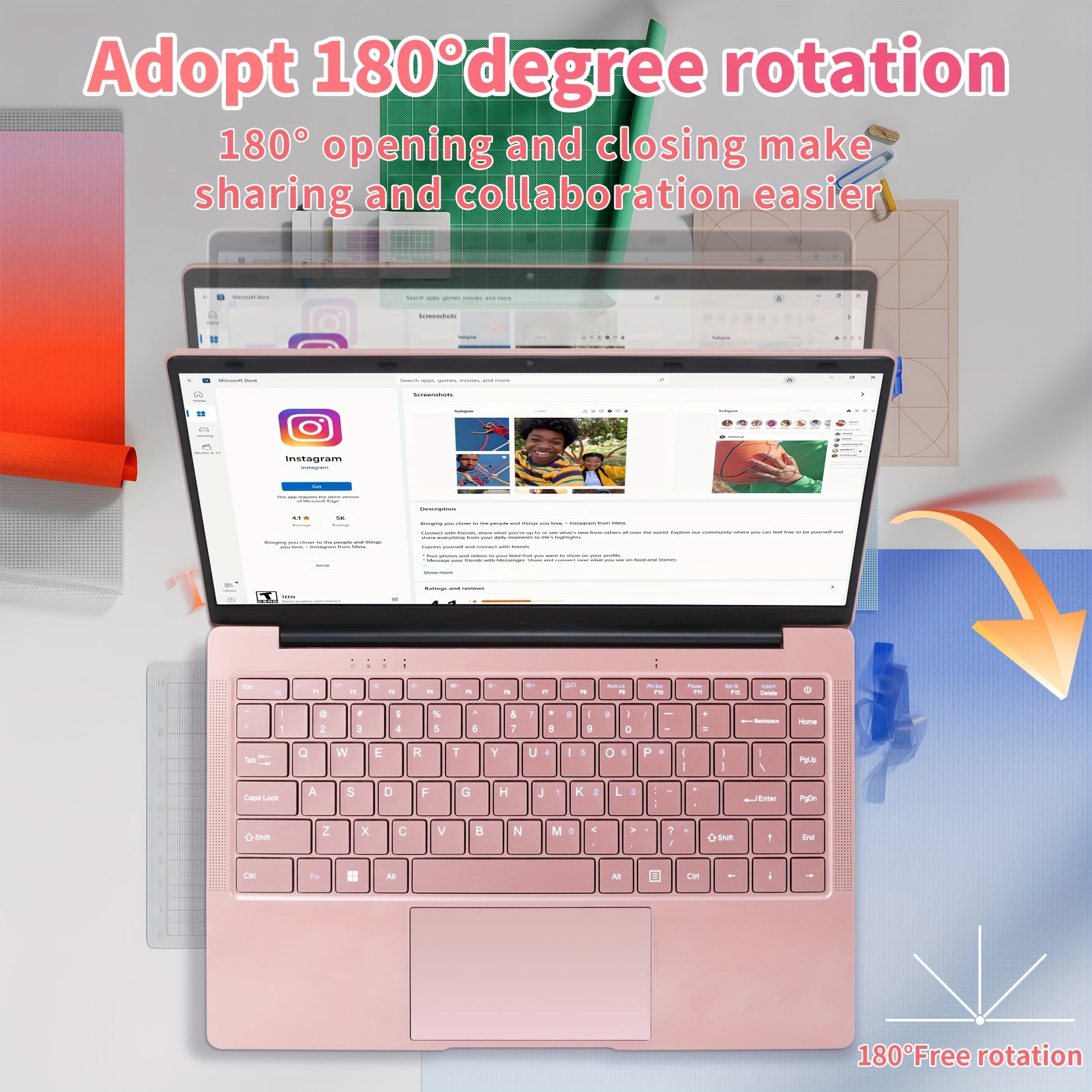 14" Rose Gold Laptop Windows 11&Office 2019/ Celeron J4125/ FHD IPS Display/8GB DDR4/ 128GB SSD/ Ultra-Thin Notebook/ USB3.0/ BT/ Perfect For Study/ Work - al-zeb-store