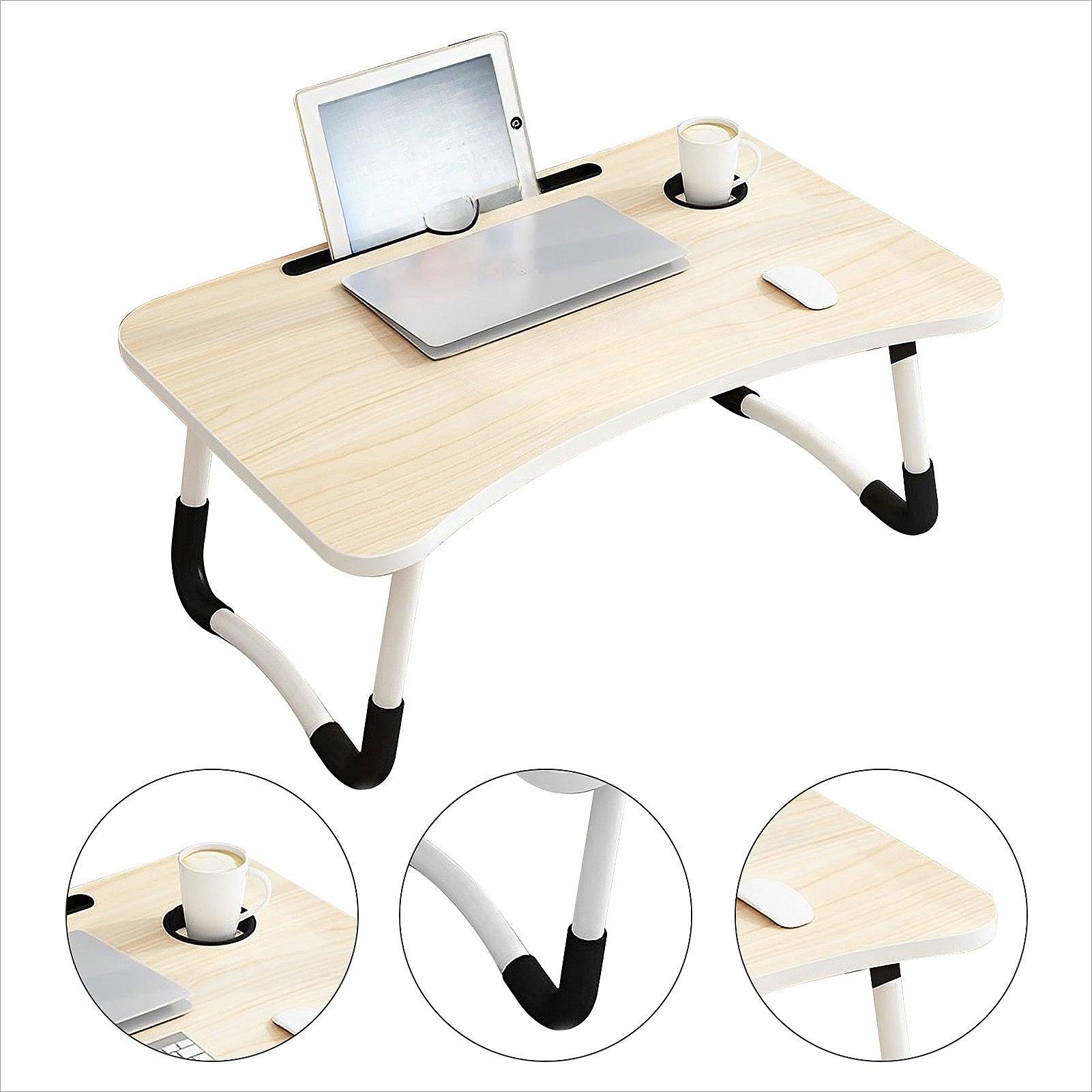 Laptop Bed Table 60 x 40 x 28cm Laptop Table Stand with Foldable Legs& Cup Slot Notebook Stand Computer laptop tray for Sofa Bed - al-zeb-store