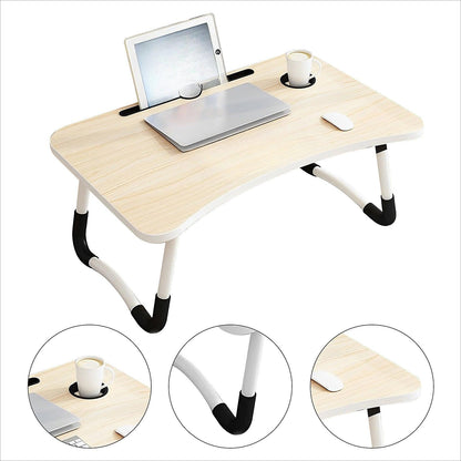 Laptop Bed Table 60 x 40 x 28cm Laptop Table Stand with Foldable Legs& Cup Slot Notebook Stand Computer laptop tray for Sofa Bed - al-zeb-store