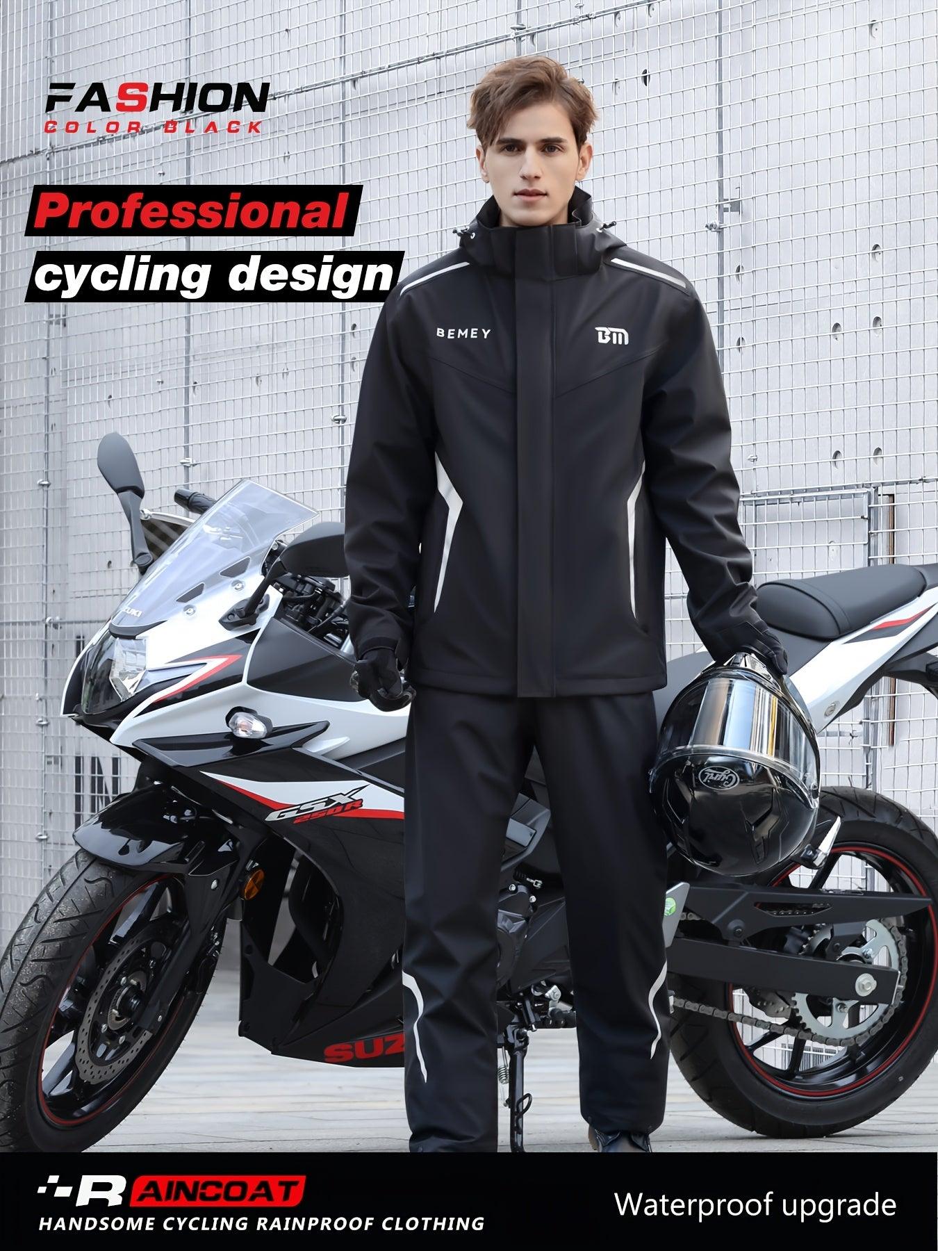 Men'S Raincoat Suit, Raincoat And Rain Pants Waterproof Suit, Motorcycle Riding Suit, Outdoor Waterproof, Breathable, High Performance, Durable Rain Gear, Suitable for Sports, Hiking, Travel B036 Black And Fluorescent Green - al-zeb-store