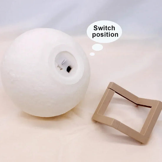 LED Night Light 8cm Moon Lamp Battery Powered With Stand Starry Lamp Bedroom Decor Night Lights Kids Gift Button Cell