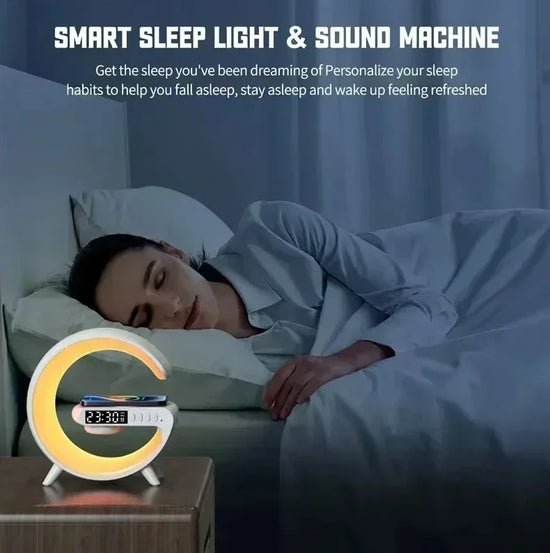 Wireless Charger Pad Stand Speaker TF Card RGB Night Light Lamp Alarm Clock Fast Charging Station Dock for iPhone Samsung Xiaomi