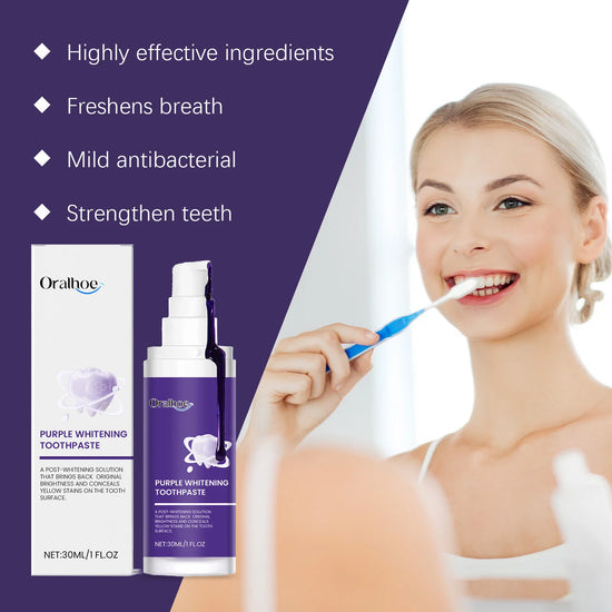 Whitening Purple Toothpaste Dental Color Corrector Remove Tartar Plaque Repair Gum Cleaning Bad Breath Tooth Brightening Powder