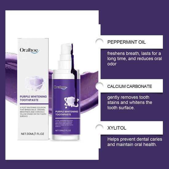 Whitening Purple Toothpaste Dental Color Corrector Remove Tartar Plaque Repair Gum Cleaning Bad Breath Tooth Brightening Powder