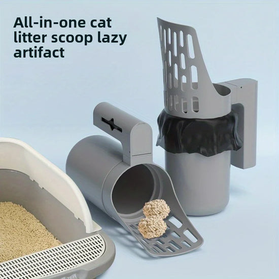 Large Capacity Double Compartment Cat Litter Scoop with Integrated Garbage Bin - Easy To Clean Design, Multifunctional Cat Scoop