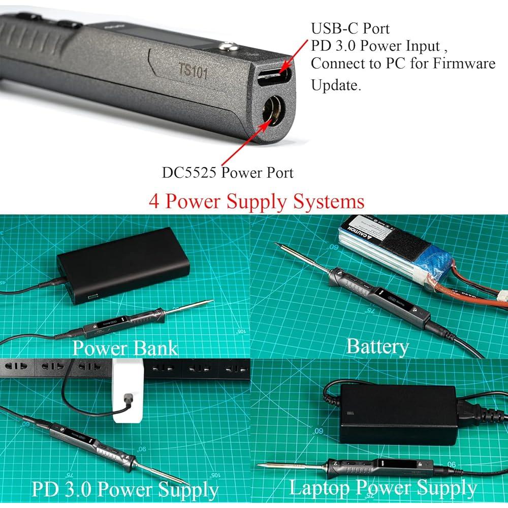 NEW Original TS101 Smart Portable Digital USB Type C Fast Heating Temperature Adjustable TS100 Upgraded Soldering Iron Kit (with UK Power Supply & B2 Tip) - al-zeb-store