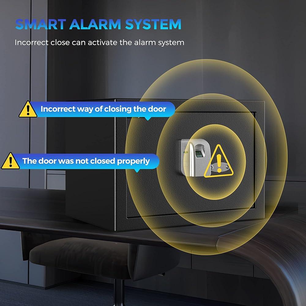 NEW 16.06L Fingerprint Security Cabinet Safe Box Electronic Personal Home Safe with Biometric Safety Fingerprint Key Lock for Office Hl Jewelry Gun Safe Storage (25x35x25 cm) - al-zeb-store