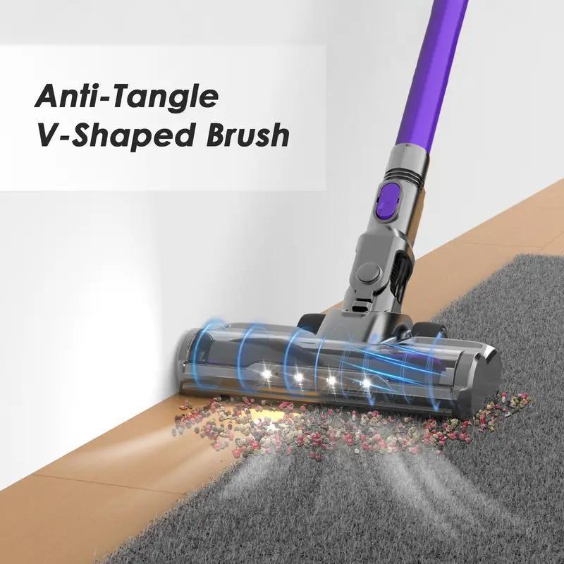 30Kpa/350W/55Min Cordless Vacuum Cleaner, 4*HEPA Stick Vacuum with 5-layer Filtration System, Vacuum Cleaner Cordless Powerful with Anti-Tangle Brush for Hardwood Floor/Carpet/Pet Hair， Perfect for Men's, Women's, Dad's, Mo - al-zeb-store