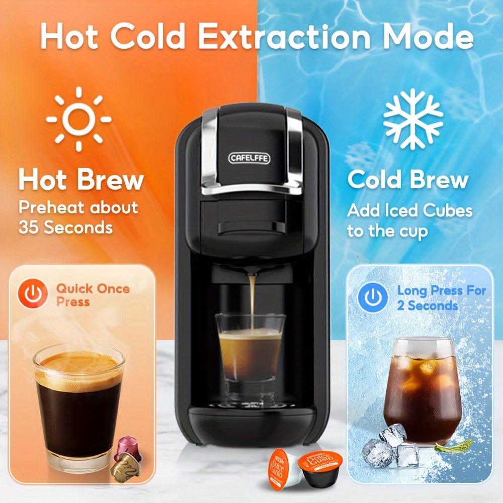 Cafelffe 4-in-1 Espresso Machine - Hot & Cold Automatic Capsule Coffee Maker, 19Bar Pressure, Compatible with Nespresso, Dolce Gusto Pods & ESEpods, Easy Clean, Perfect for Home Kitchen - Ideal Gift for Holidays - al-zeb-store