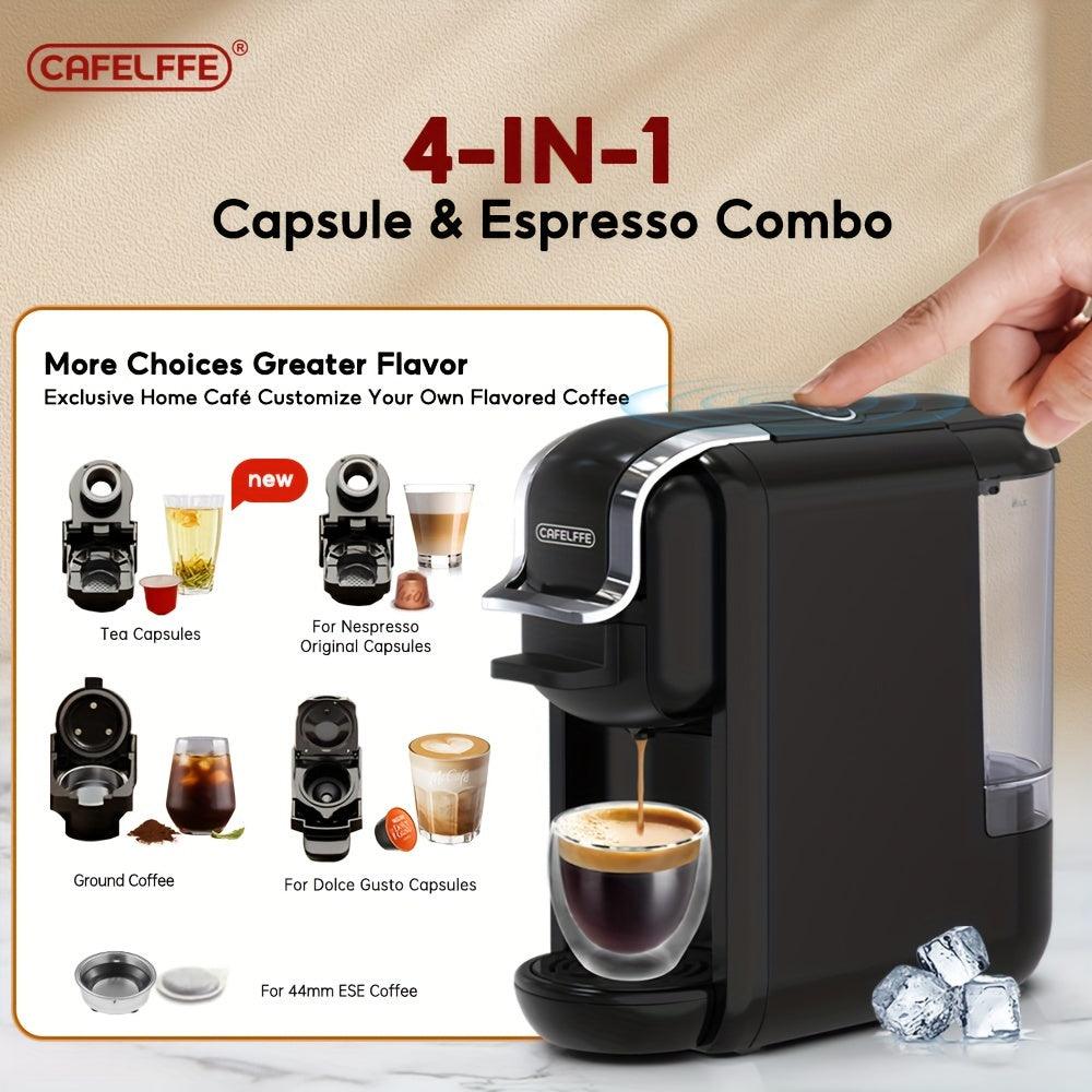 Cafelffe 4-in-1 Espresso Machine - Hot & Cold Automatic Capsule Coffee Maker, 19Bar Pressure, Compatible with Nespresso, Dolce Gusto Pods & ESEpods, Easy Clean, Perfect for Home Kitchen - Ideal Gift for Holidays - al-zeb-store