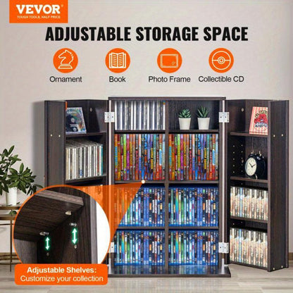 Espresso Media Storage Cabinet with 4 Adjustable Shelves for DVDs and CDs Holds 576 Discs for Home or Office Use - al-zeb-store