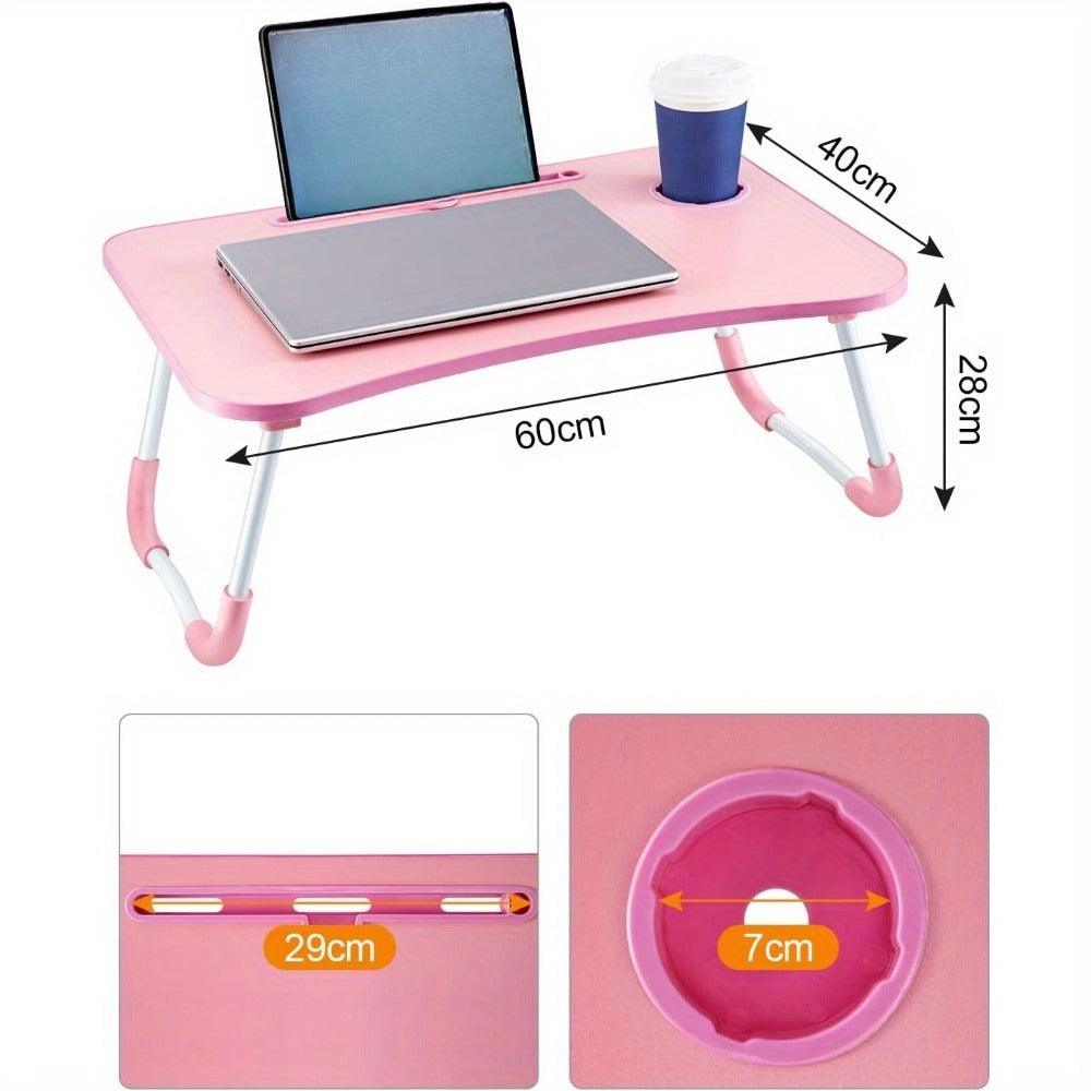 Laptop Bed Table 60 x 40 x 28cm Laptop Table Stand with Foldable Legs& Cup Slot Notebook Stand Computer laptop tray for Sofa Bed - al-zeb-store