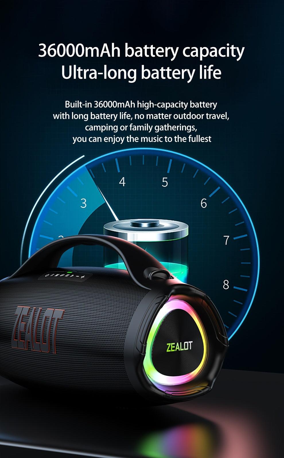 ZEALOT S98 160W Wireless Speakers, DSP Technology, Waterproof IPX 5, Outdoor Portable Subwoofer Speaker, Dual Pairing, Fast Charging, 36000mAh Battery, 60 Hours Playtime Loud Stereo. Charging Cable, Connect with Mobile Phone/ - al-zeb-store