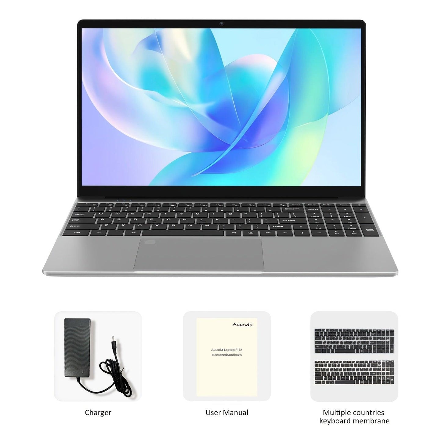 [1 Laptop 39.62cm Intel N95 FHD IPS] Auusda 39.62cm Laptop, Intel N95, 16GB DDR4, 512GB SSD, FHD IPS Display, Fingerprint Reader, HD Webcam, Mini HDTV, with USB 3.0, Wi-Fi 802.11B/G/N, 8000Mah Battery, for Students, 110V/220V - al-zeb-store