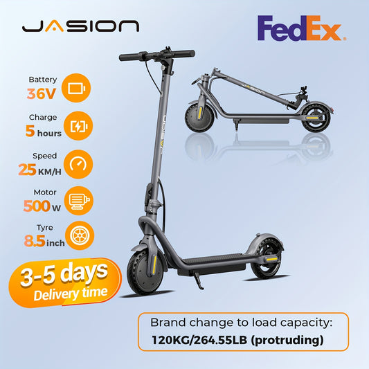 2pcs/1pcs Jasion JS2 500W Foldable Electric Scooter for Adults & Teens, 21.59cm Tires, 22 Mile Range, LCD Display, Puncture-Resistant, with Headlight & Taillight - Perfect for Commuting, Campus, and Travel - Great Gift for Ch