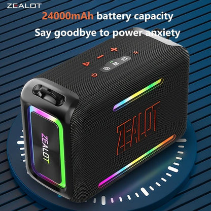 1pc ZEALOT S95 Portable Wireless Speaker, 120W Stereo Sound, 24000mAh Battery, 36H Playtime, IPX-5 Waterproof, Dual Pairing, HiFi Quality, 4 Speaker System, USB Rechargeable, for Home, Car, Outdoor, with App Control & Bass En - al-zeb-store