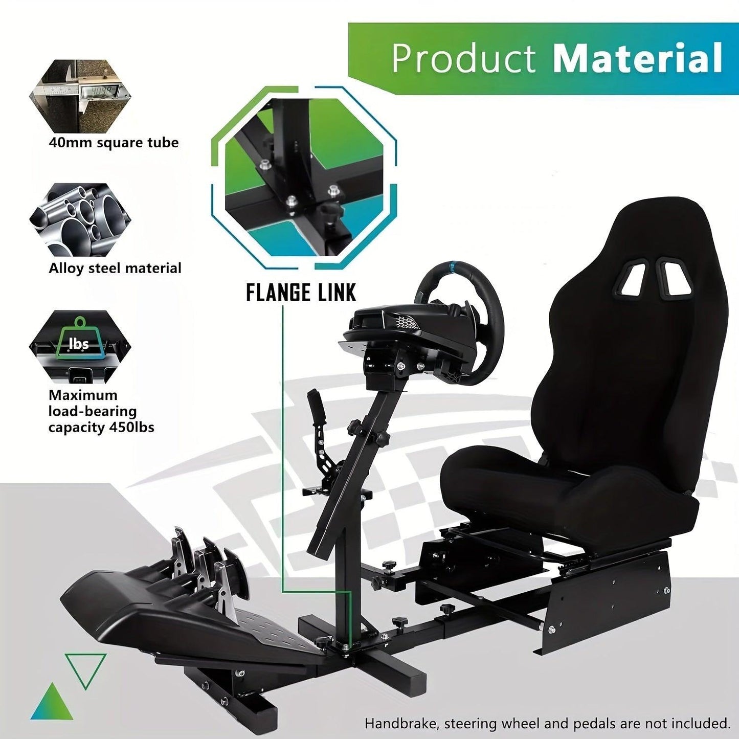 Minneer Racing Cockpit Stable Wheel Stand With Black Seat Adjustable Fit For Logitech G27 G29 G920, Thrustmaster T80 T150 Without Wheel, Pedals, And Shifter - al-zeb-store