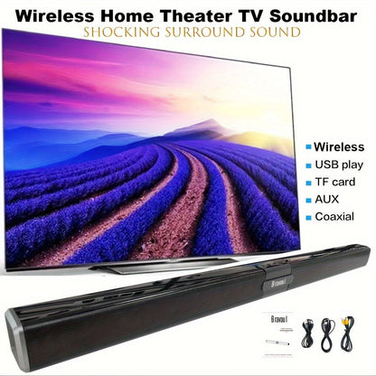 Bravoul Home Theater Wireless TV Soundbar Speaker, 20W 3D Home Theater, Stereo Sound, Wireless Speaker, Soundbar Wired/Wireless, Home Surround SoundBar, high-quality sound with USB/TF card/Coaxial for PC/TV use - al-zeb-store