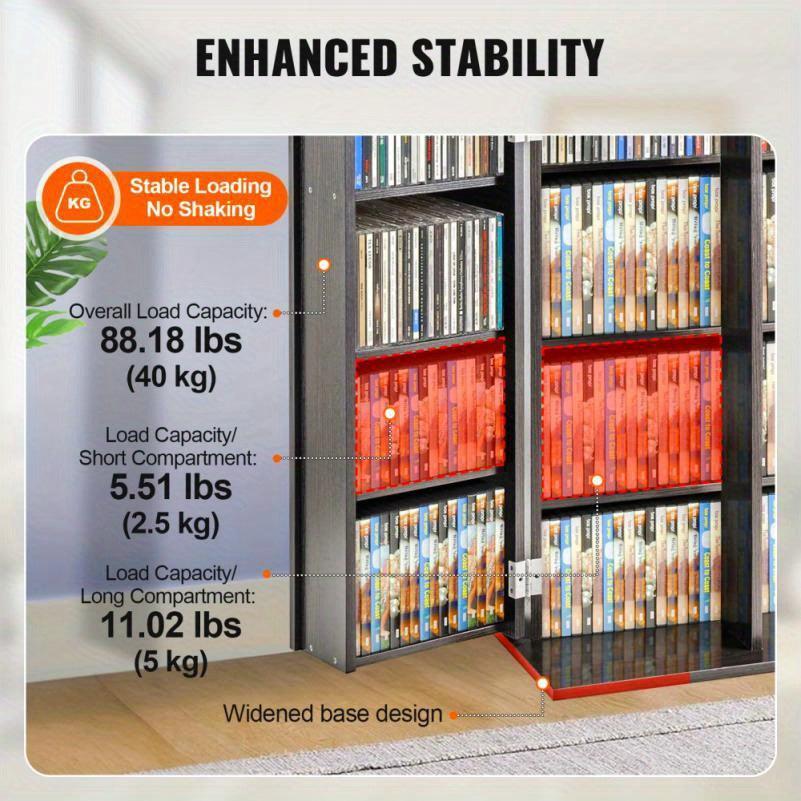 Espresso Media Storage Cabinet with 4 Adjustable Shelves for DVDs and CDs Holds 576 Discs for Home or Office Use - al-zeb-store