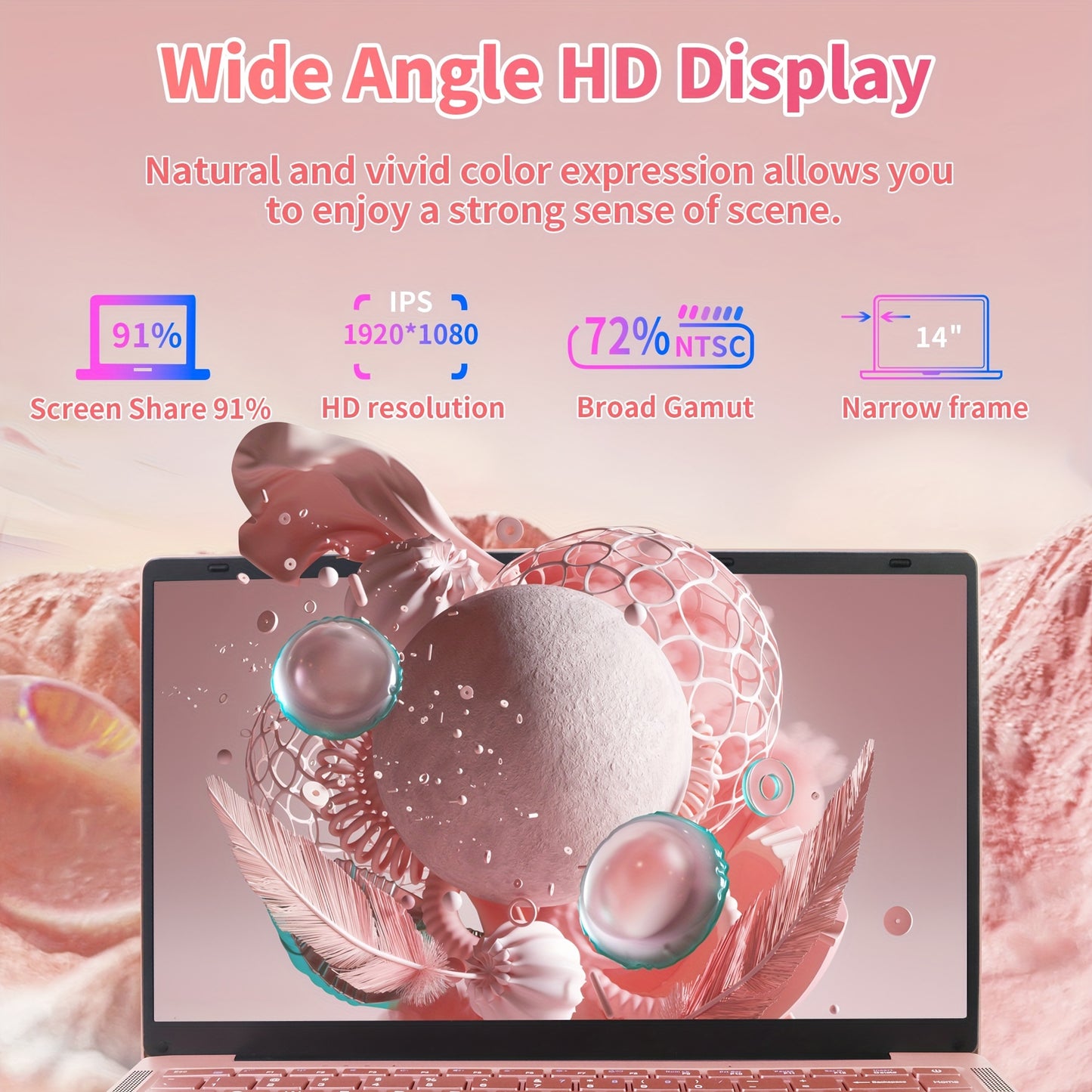 14" Rose Gold Laptop Windows 11&Office 2019/ Celeron J4125/ FHD IPS Display/8GB DDR4/ 128GB SSD/ Ultra-Thin Notebook/ USB3.0/ BT/ Perfect For Study/ Work - al-zeb-store