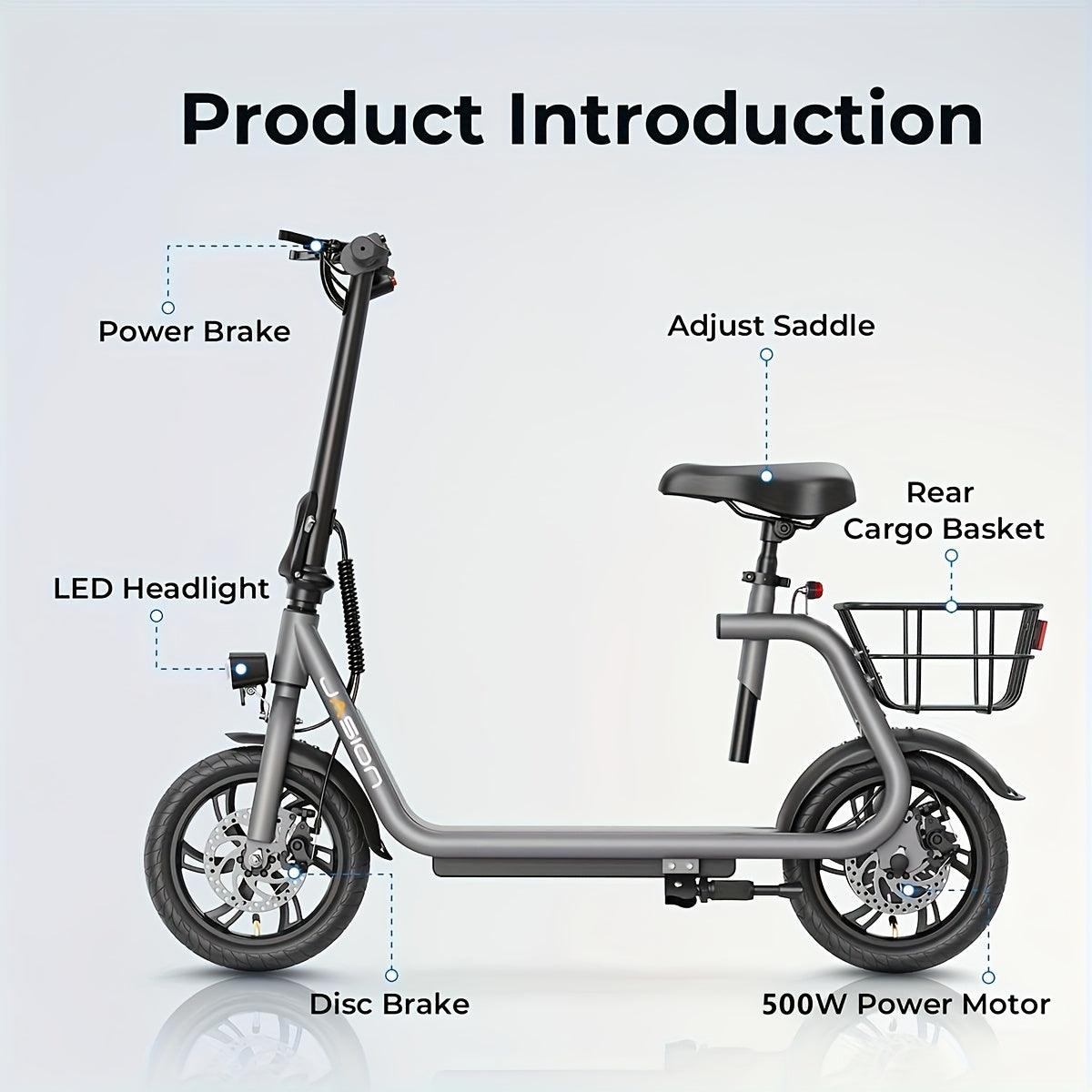 Jasion JS3 High-Power 500W Electric Scooter for Adults - Foldable, Dual Brakes, Up to 20 KM/H Speed, 20 Miles Range, Rechargeable Battery - al-zeb-store