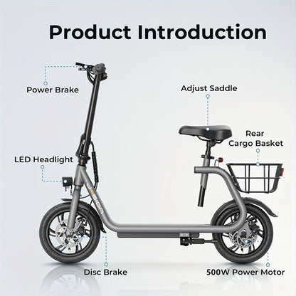 Jasion JS3 High-Power 500W Electric Scooter for Adults - Foldable, Dual Brakes, Up to 20 KM/H Speed, 20 Miles Range, Rechargeable Battery - al-zeb-store