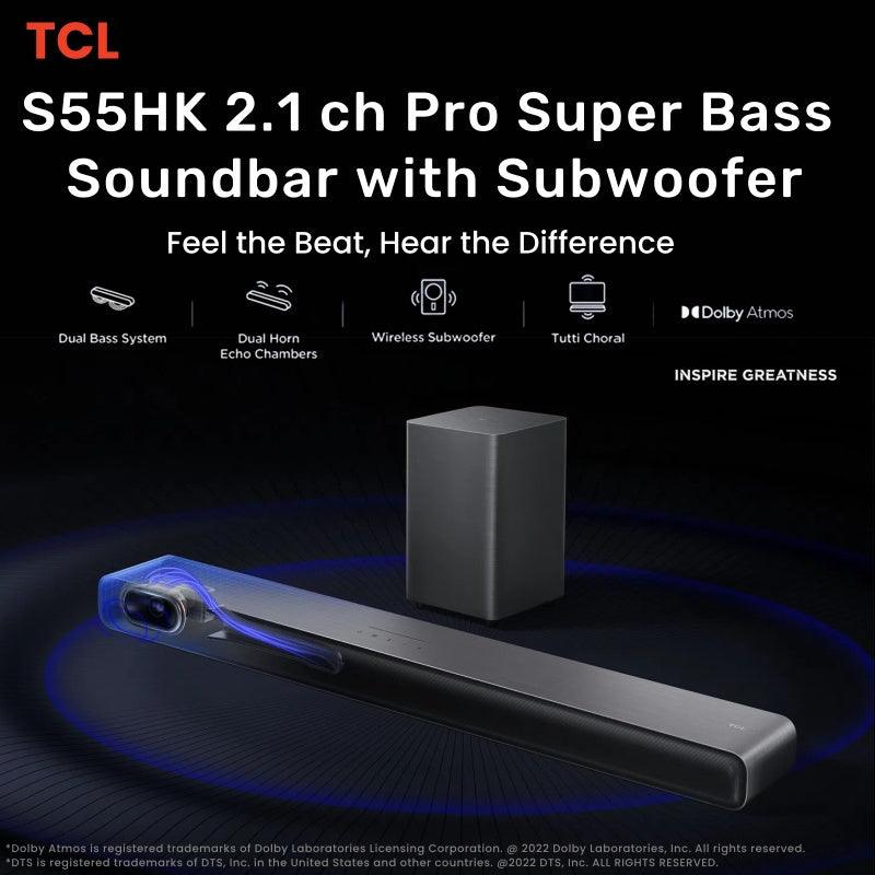 TCL S55HK Series 2.1 Dolby Atmos all-in-one super bass soundbar with Subwoofer，S55HK - al-zeb-store