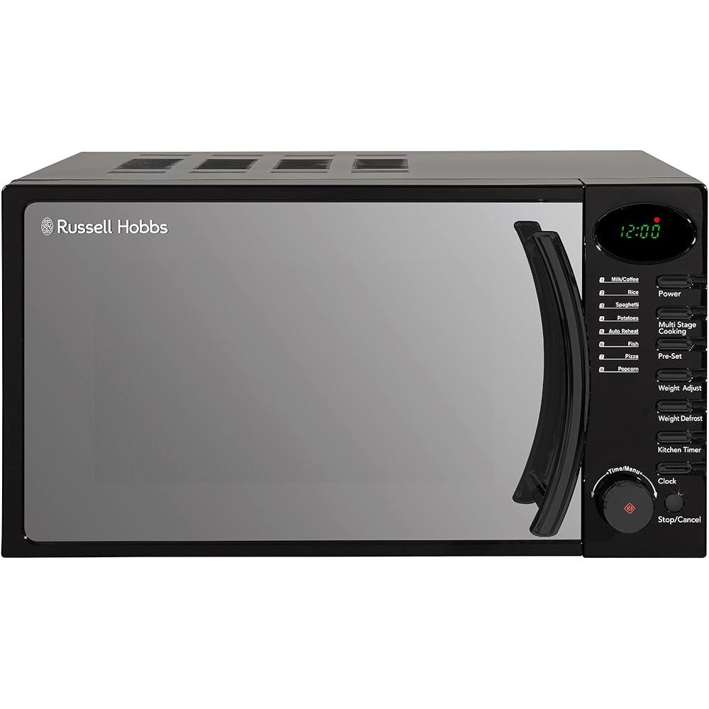 NEW RHM1714B 17 Litre 700 W Black Digital Solo Microwave with 5 Power Levels, Digital Clock and Timer, 8 Auto Cook Menus, Automatic Defrost, Easy Clean - al-zeb-store