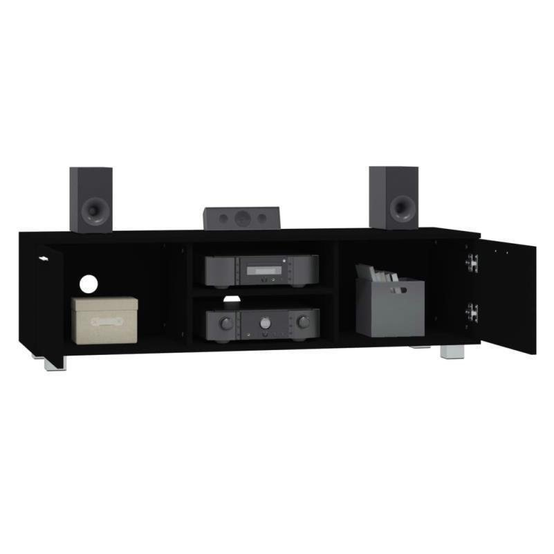 Stylish Black Engineered Wood TV Stand and Media Console - 140x40. 5x35 cm Entertainment Center with Ample Storage Cabinet and Cable Management Solutions for a Modern Living Room - al-zeb-store