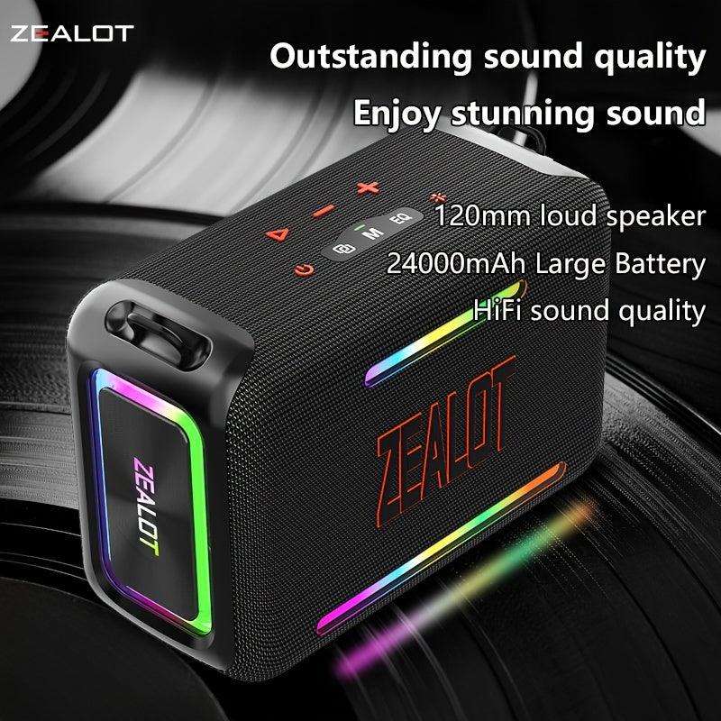 1pc ZEALOT S95 Portable Wireless Speaker, 120W Stereo Sound, 24000mAh Battery, 36H Playtime, IPX-5 Waterproof, Dual Pairing, HiFi Quality, 4 Speaker System, USB Rechargeable, for Home, Car, Outdoor, with App Control & Bass En - al-zeb-store