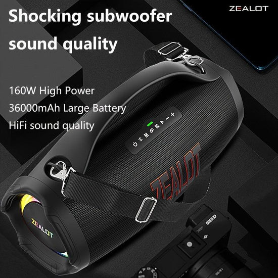 ZEALOT S98 160W Wireless Speakers, DSP Technology, Waterproof IPX 5, Outdoor Portable Subwoofer Speaker, Dual Pairing, Fast Charging, 36000mAh Battery, 60 Hours Playtime Loud Stereo. Charging Cable, Connect with Mobile Phone/ - al-zeb-store