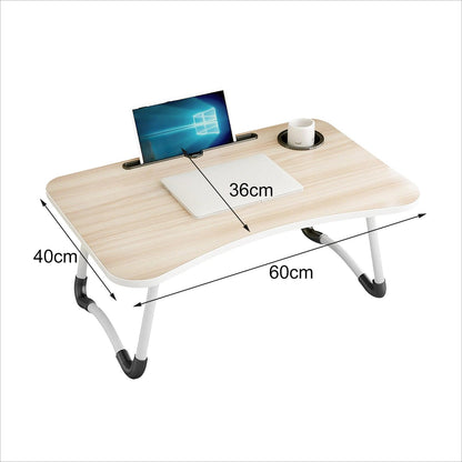 Laptop Bed Table 60 x 40 x 28cm Laptop Table Stand with Foldable Legs& Cup Slot Notebook Stand Computer laptop tray for Sofa Bed - al-zeb-store