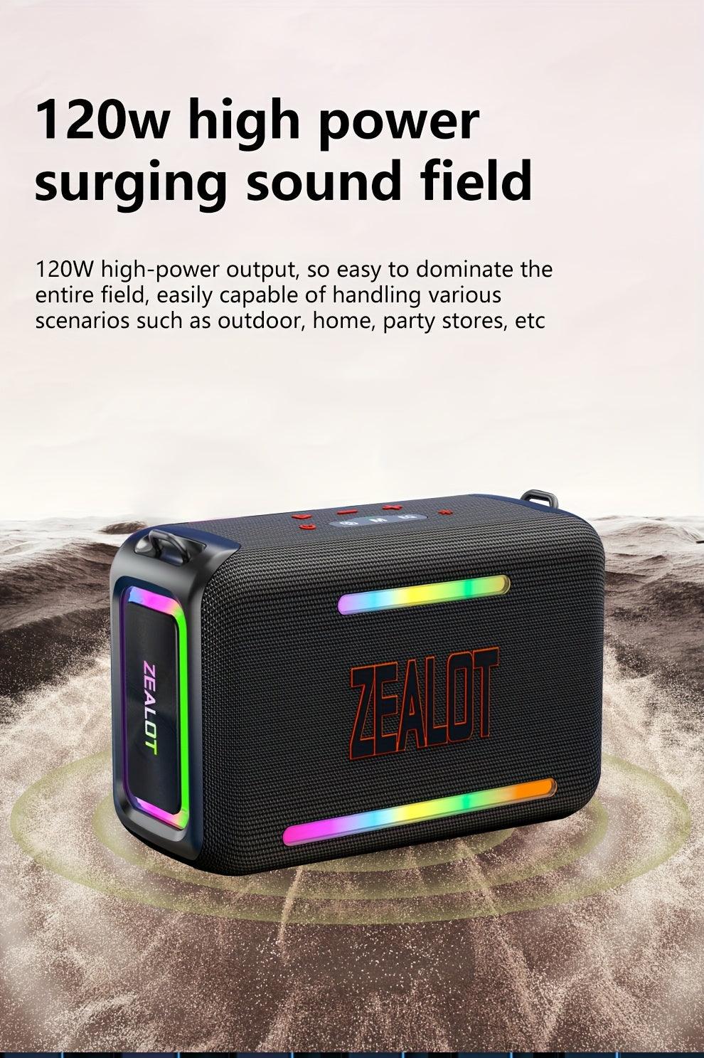 1pc ZEALOT S95 Portable Wireless Speaker, 120W Stereo Sound, 24000mAh Battery, 36H Playtime, IPX-5 Waterproof, Dual Pairing, HiFi Quality, 4 Speaker System, USB Rechargeable, for Home, Car, Outdoor, with App Control & Bass En - al-zeb-store