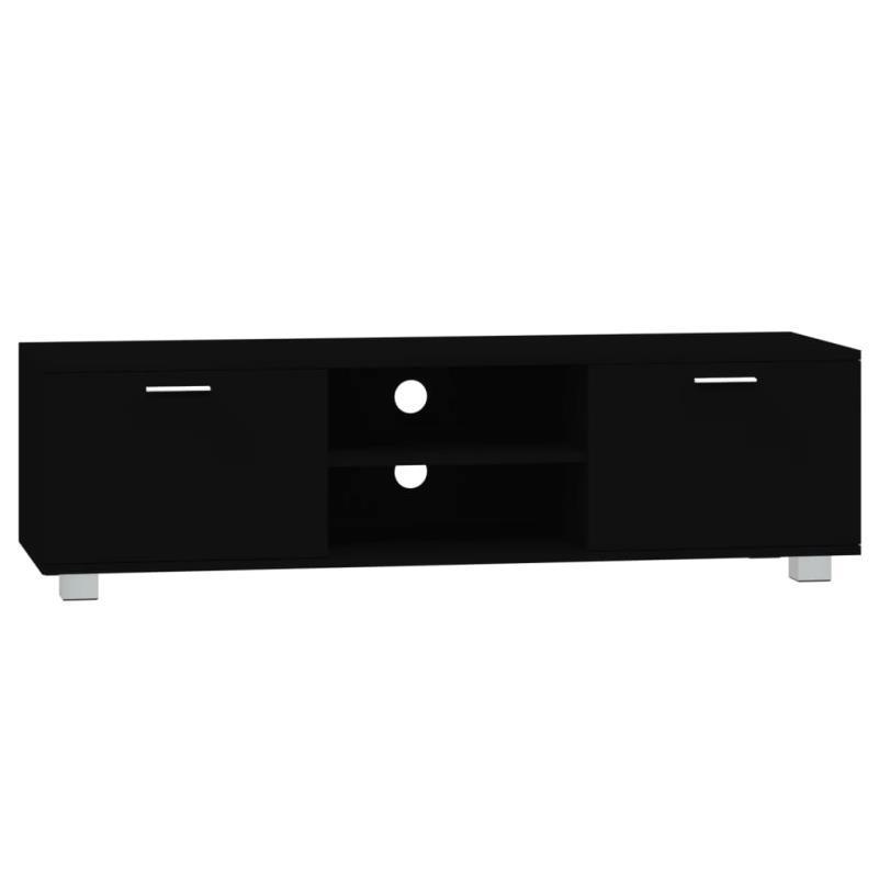 Stylish Black Engineered Wood TV Stand and Media Console - 140x40. 5x35 cm Entertainment Center with Ample Storage Cabinet and Cable Management Solutions for a Modern Living Room - al-zeb-store