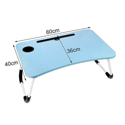 Laptop Bed Table 60 x 40 x 28cm Laptop Table Stand with Foldable Legs& Cup Slot Notebook Stand Computer laptop tray for Sofa Bed - al-zeb-store