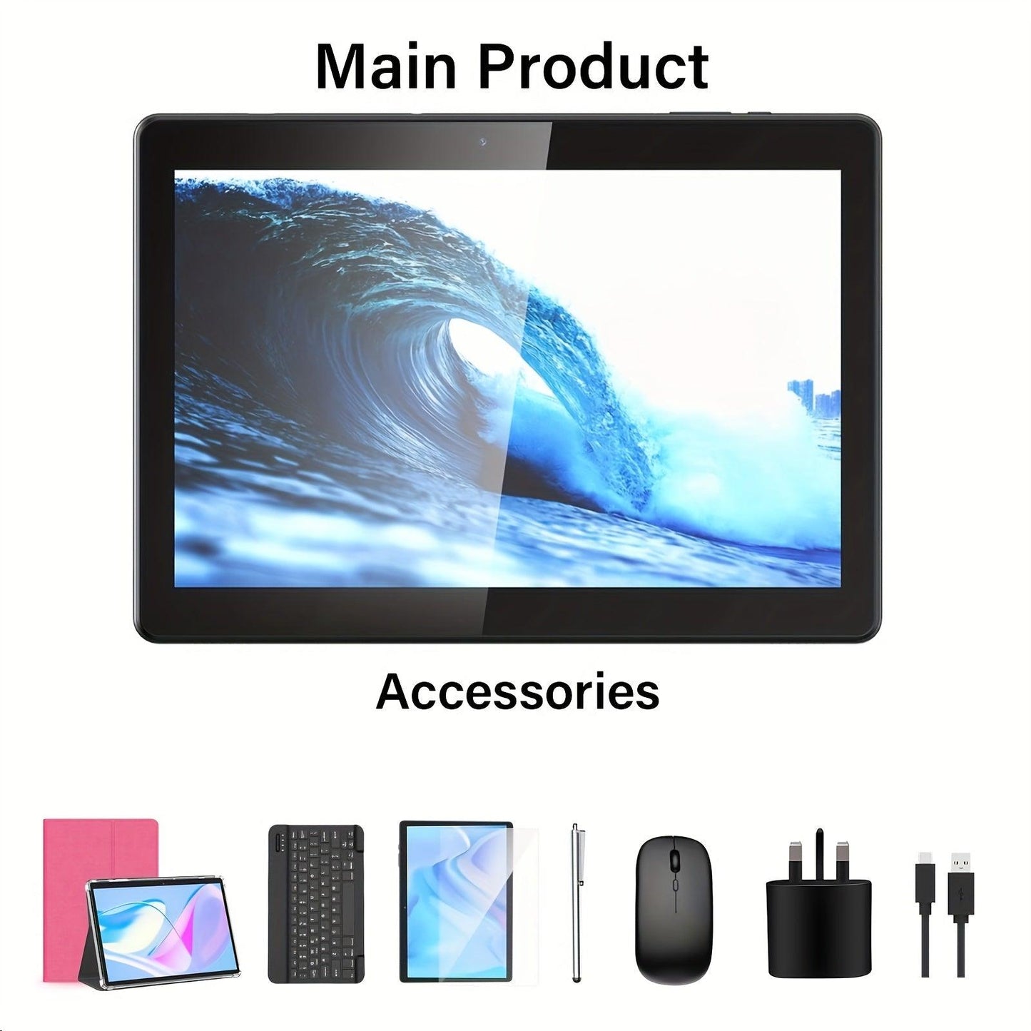 QDDQ Android 13 Tablet, 25.65 Cm Tablet With Keyboard, 12 (6+6)GB+256GB, 1TB Expand, 2 In 1 Tablet, 25.65 Cm Tablet With Case, Mouse, Stylus, 2.4G/5G WiFi, GPS, Tablet PC - al-zeb-store