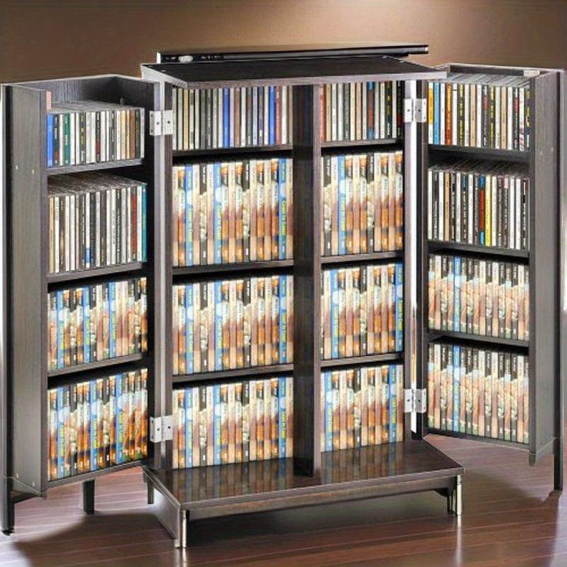 Espresso Media Storage Cabinet with 4 Adjustable Shelves for DVDs and CDs Holds 576 Discs for Home or Office Use - al-zeb-store