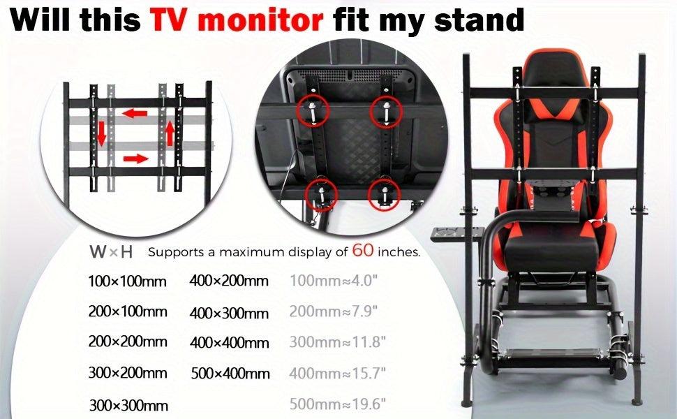 Minneer Racing Cockpit With TV Stand & Red Seat Fit For Logitech, Thrustmaster, Fanatec, G27, G920, T500, Wheel Shifter Pedals NOT Included - al-zeb-store