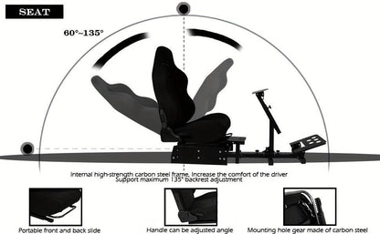 Minneer Racing Cockpit Stable Wheel Stand With Black Seat Adjustable Fit For Logitech G27 G29 G920, Thrustmaster T80 T150 Without Wheel, Pedals, And Shifter - al-zeb-store